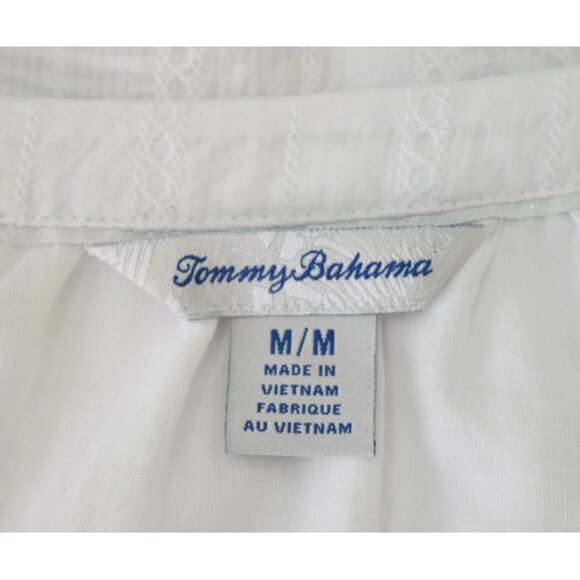 TOMMY BAHAMA ILLUSION FROND WHITE BUTTON UP TOP - Picture 8 of 9